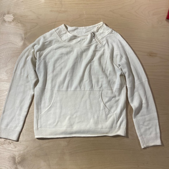 Liz Claiborne Sweaters - Liz Claiborne Cream Knit Pullover with Asymmetrical Zip Neck Large (QQ)